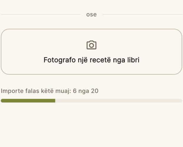 Mundësia «Fotografo një recetë nga libri» dhe matësi i importeve falas.